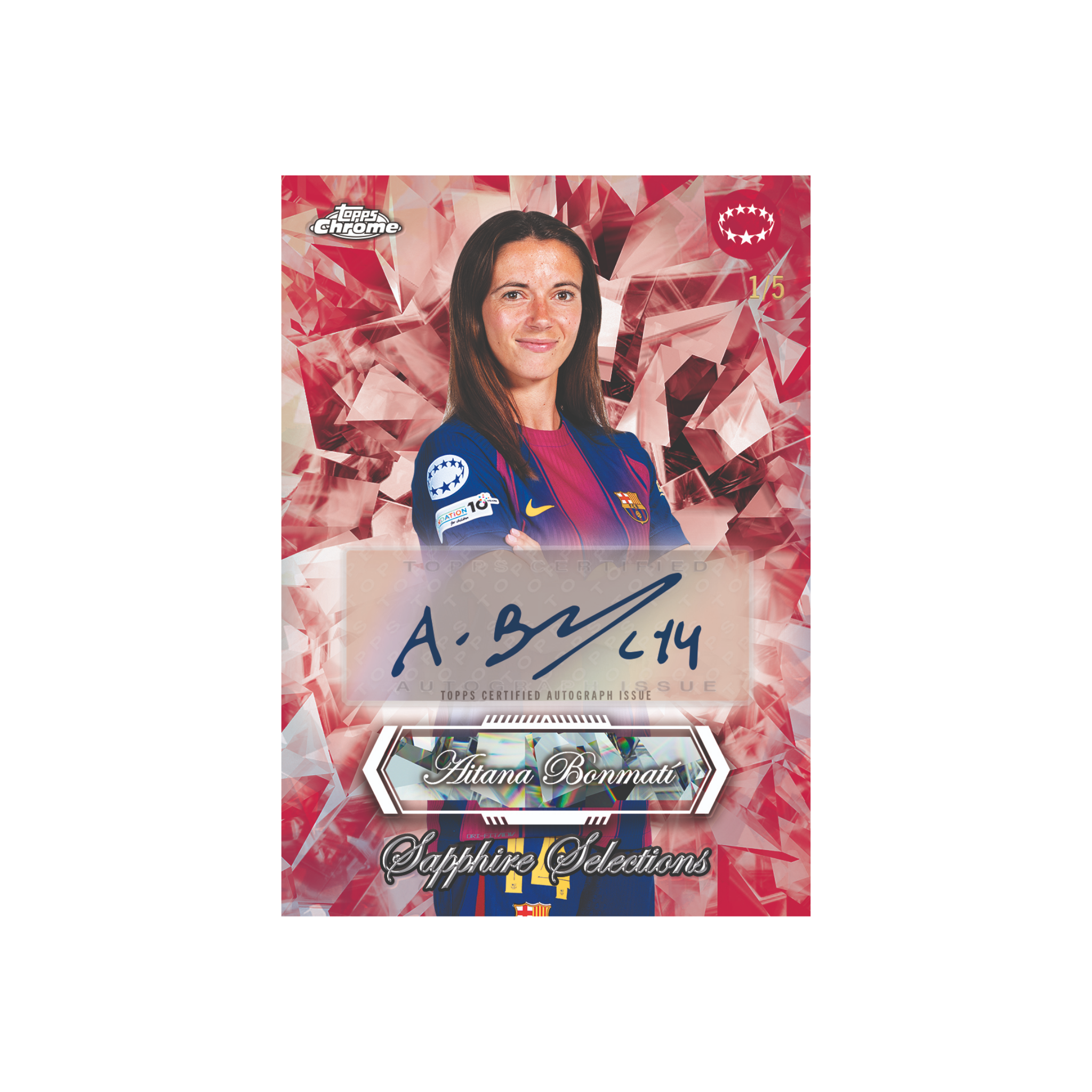 Topps Chrome Sapphire UWCL Autogrammkarte Chrome Refraktor